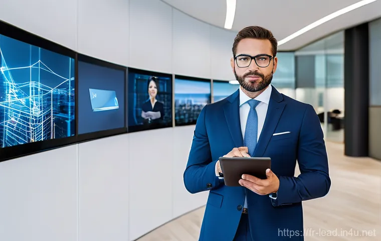 리더십 코칭 실습 - **Prompt: The Modern Leader's Digital Horizon**
    A sophisticated, diverse business leader, ambigu...